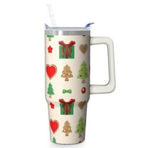 30 Oz Christmas Ornaments Tumbler With Handle, Coffee Travel Cup, Holiday Festive Decor