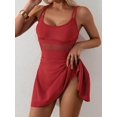 thumbnail image 3 of SKQIT Women's Mesh Cutout Skirted One-Piece Swimsuit - Tummy Control Modest Swim Dress with Double Straps, 3 of 5
