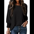 thumbnail image 4 of Blusas Elegantes e Informales para Mujer, Cuello , Mangas 3/4 y Puños Fruncidos. Negro M, 4 of 8