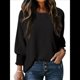 thumbnail image 4 of Blusas Elegantes e Informales para Mujer, Cuello , Mangas 3/4 y Puños Fruncidos. Negro S, 4 of 8