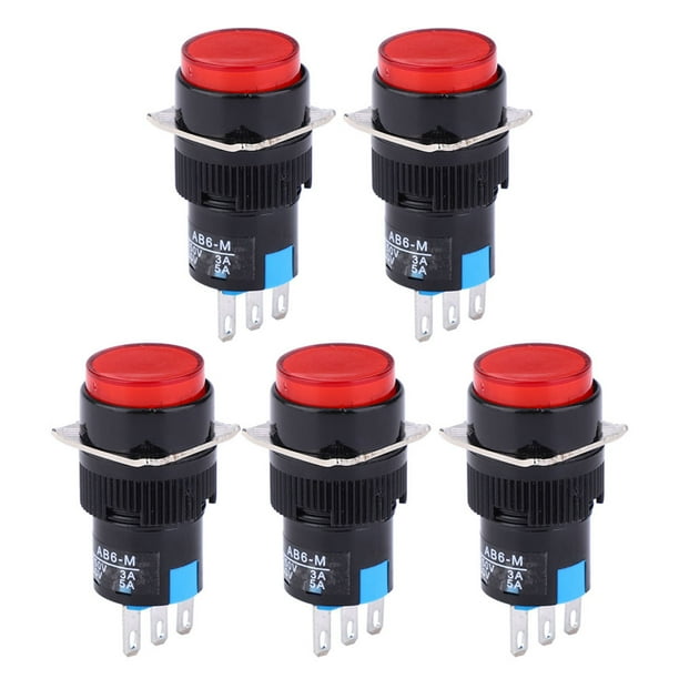 A,5PCS Pulsador momentáneo Interruptor momentáneo Interruptor de botón redondo Máxima comodidad Jadeshay A