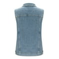 thumbnail image 4 of Denim Vests for Women Sleeveless Cropped Jean Jacket Vests Top Slim Thin Western Outfit Fashion Casual Turn-down Collar Jacket with Pockets, 4 of 7