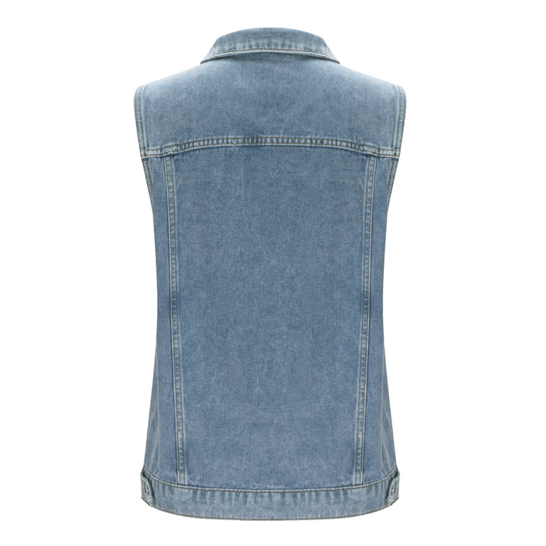 jtjvou Woman Denim Vest Jackets For Women Lapel Sleeveless Jacket
