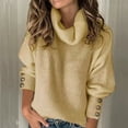 thumbnail image 2 of Ichuanyi Solid High Neck Sweaters for Women's Casual Long Sleeve Knit Pullover Jumper Tops Basic Turtleneck Sweater, 2 of 4