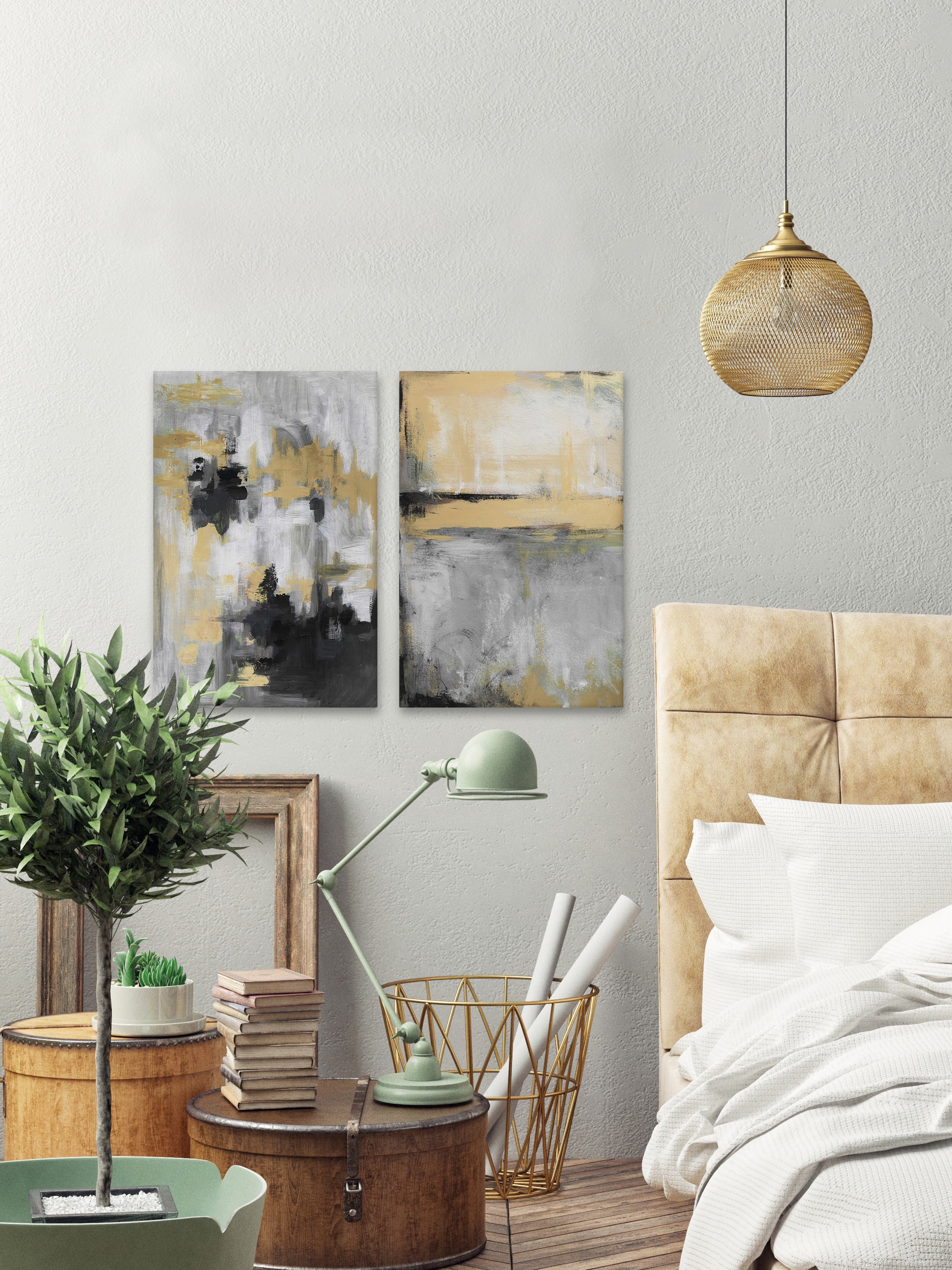 Marmont Hill Dark Cream Diptych