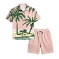 thumbnail image 5 of Sewkxo Hawaii Men 2 Piece Outfit Short Sleeve Lapel Collar Button Down Hawaii Shirt Drawstrings Beach Shorts Tropical Beach Casual Outfit with Pockets,Watermelon Red S, 5 of 6