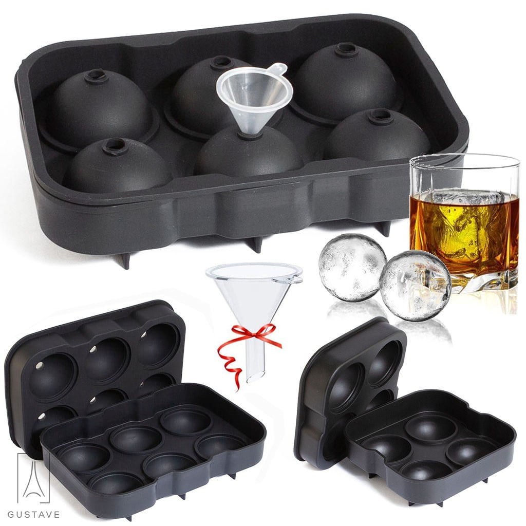 8 Block Ice Cube Maker Tray Big Silicone Mold Sphere Whiskey Frozen Tray 
