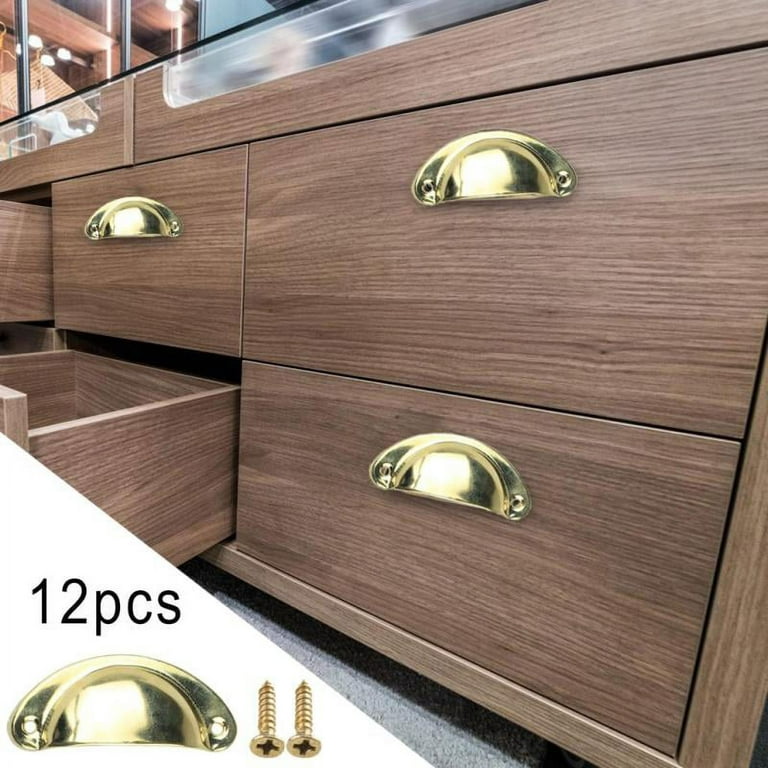 12Pcs Cabinet Pulls Handle Kitchen Modern Hardware for Drawer Dresser Door  Cupboard Wardrobe Bedroom Furniture - Yellow 