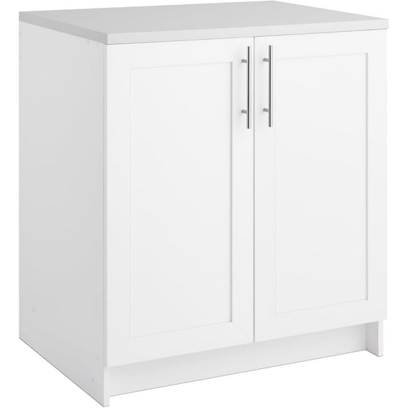 32" W Storage Cabinet with Doors and Shelves, White Garage Cabinet, Bathroom Storage with 1 Adjustable Shelf 24.5" D x 32" W x 36" H, WSCR-1005-1