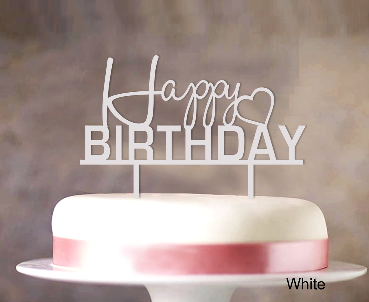 """Happy Birthday"" Cake Topper Personalized White Cake Topper Cake