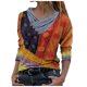 thumbnail image 2 of Puntoco Mujer Tie-Dye Impreso Bordado Cuello Manga Larga Pullover Blusa tops Puntoco Puntoco-79, 2 of 3