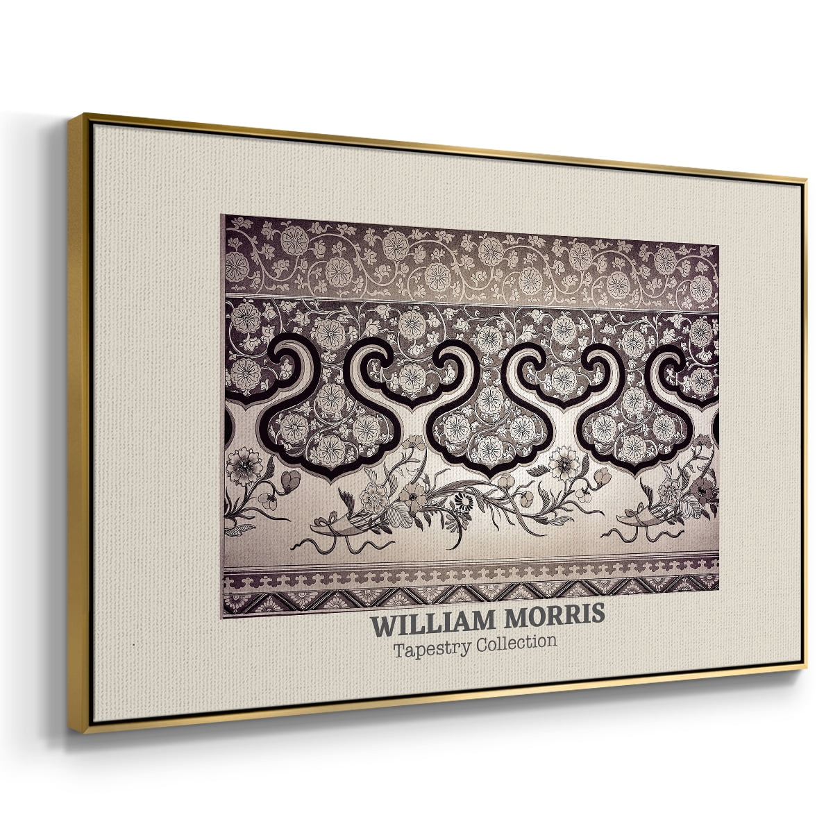 Vintage Abstract Print-XXXIII Framed in Gold Wood Gallery Wrapped Canvas 25 in. x 37 in.