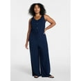 thumbnail image 2 of Time and Tru Women's Sleeveless Button Front Jumpsuit, Sizes XS-XXXL, 2 of 5