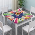 thumbnail image 3 of Colorful Paint Burst Pattern Square Fitted Tablecloth with Elastic Edge,Square Table Cover,Washable Elastic Table Cover for Home Kitchen Party Decor 34"x34", 3 of 6