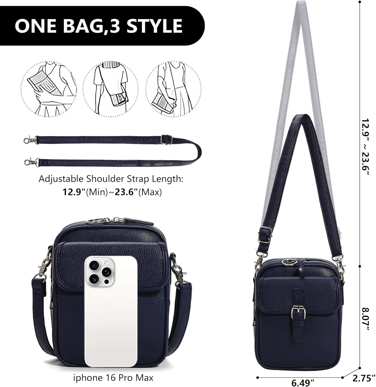 ROVTIULI Small Crossbody Bags for Women Vegan Leather Messenger Purses, Vintage Wallet Anti Theft Shoulder Handbags with Card Slots