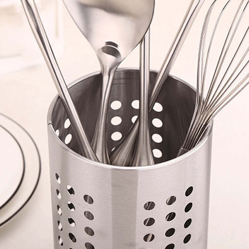 Oasiva Stainless Steel Kitchen Cooking Utensils Holder Crock Drainer Flatware Caddy Cut
