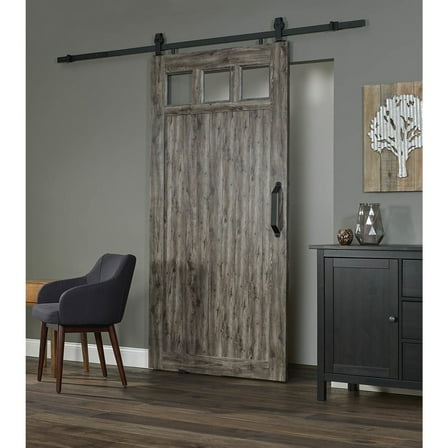 Spectrum Millbrooke PVC Barn Door with PVC Window Size 42"wide x 84"high - Kit *Requires Assembly* Weathered Grey Color