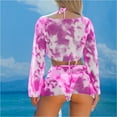 thumbnail image 5 of ZQGJB 4 Piece Bikini Sets for Women, High Cut Tie Dye Swimsuits, Sexy Bathing Suits with Long Sleeved Front Tie Knot Top and Skirt Bikini Set(Hot Pink,L), 5 of 9