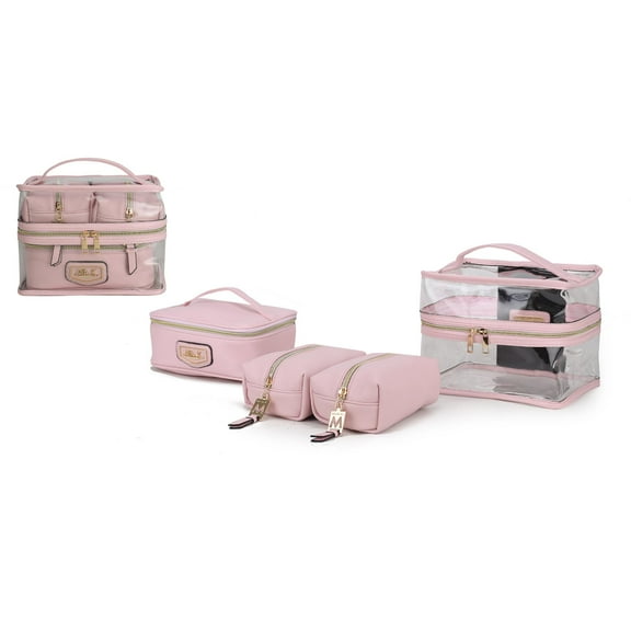 MKF Collection Emma Women's Cosmetic Bag, Sleek Makeup Purse Handbag by Mia K - Pink