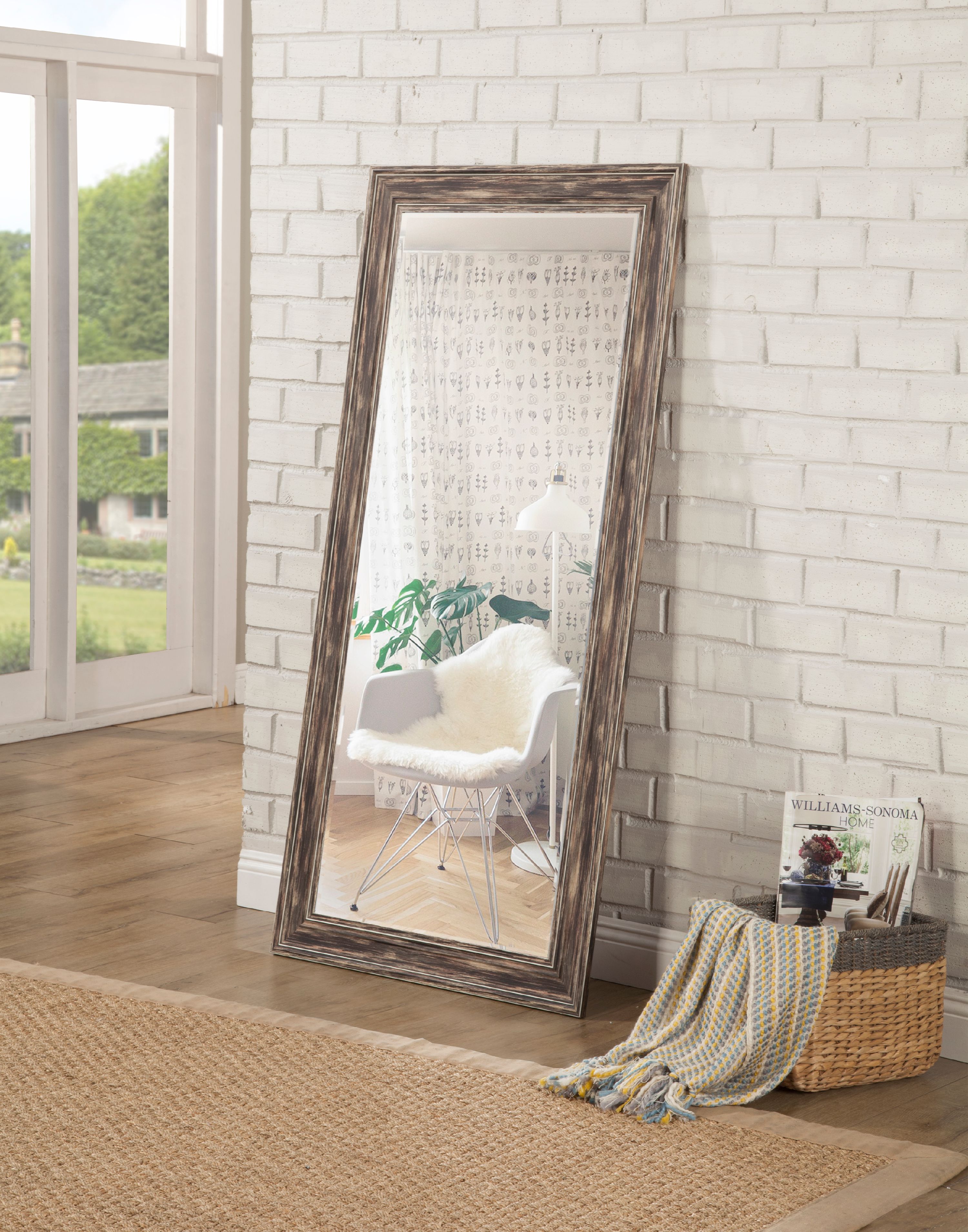 Full Length Leaner Mirror, Farmhouse Antique Black, 65" x 31", by Martin Svensson Home