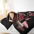 thumbnail image 3 of Castle Fairy Glam Fashion Print Twin Bedding 7-Piece,High Heel Perfume Pattern Bedding Comforter Set,Pink Black,Black Reversible, 3 of 7