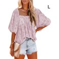 thumbnail image 3 of Blusa informal Qarigey para Mujer con estampado Floral Púrpura L, 3 of 5