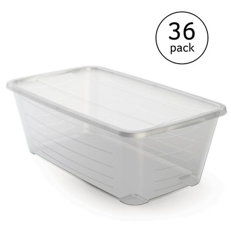 Life Story 5.5 Quart Protective Clear Plastic Storage Shoe Box w/ Lid | 36 Pack