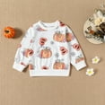 thumbnail image 6 of Virmaxy 0-4T Toddler Sweatshirt Set Boys Girls Thanksgiving Pumpkin Printed Top Long Sleeve Pullover Sweatshirt Sweatpants Fashion Casual Two Piece Set White 2T, 6 of 9