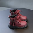 thumbnail image 4 of Hinvhai Toddler Boys Girls Classic Lace Up Martin Boots ,Fashion Casual Outdoor Hiking Shoes Non Slip Solid Color Side Zipper Ankle Boots Wine 7M(22), 4 of 5