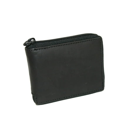 Paul & Taylor Mens Leather Zippered Bifold Wallet, Black
