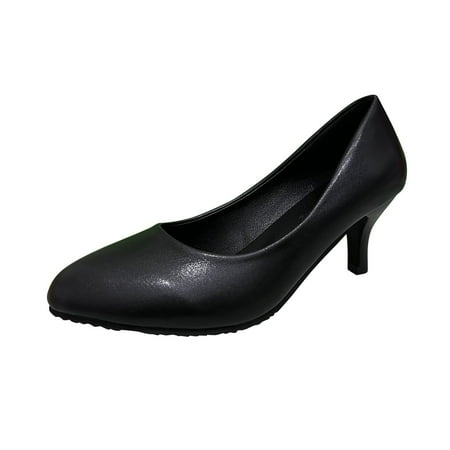

Ladies Fashion Solid Color Leather Pointed Shallow High Heel Casual Shoes