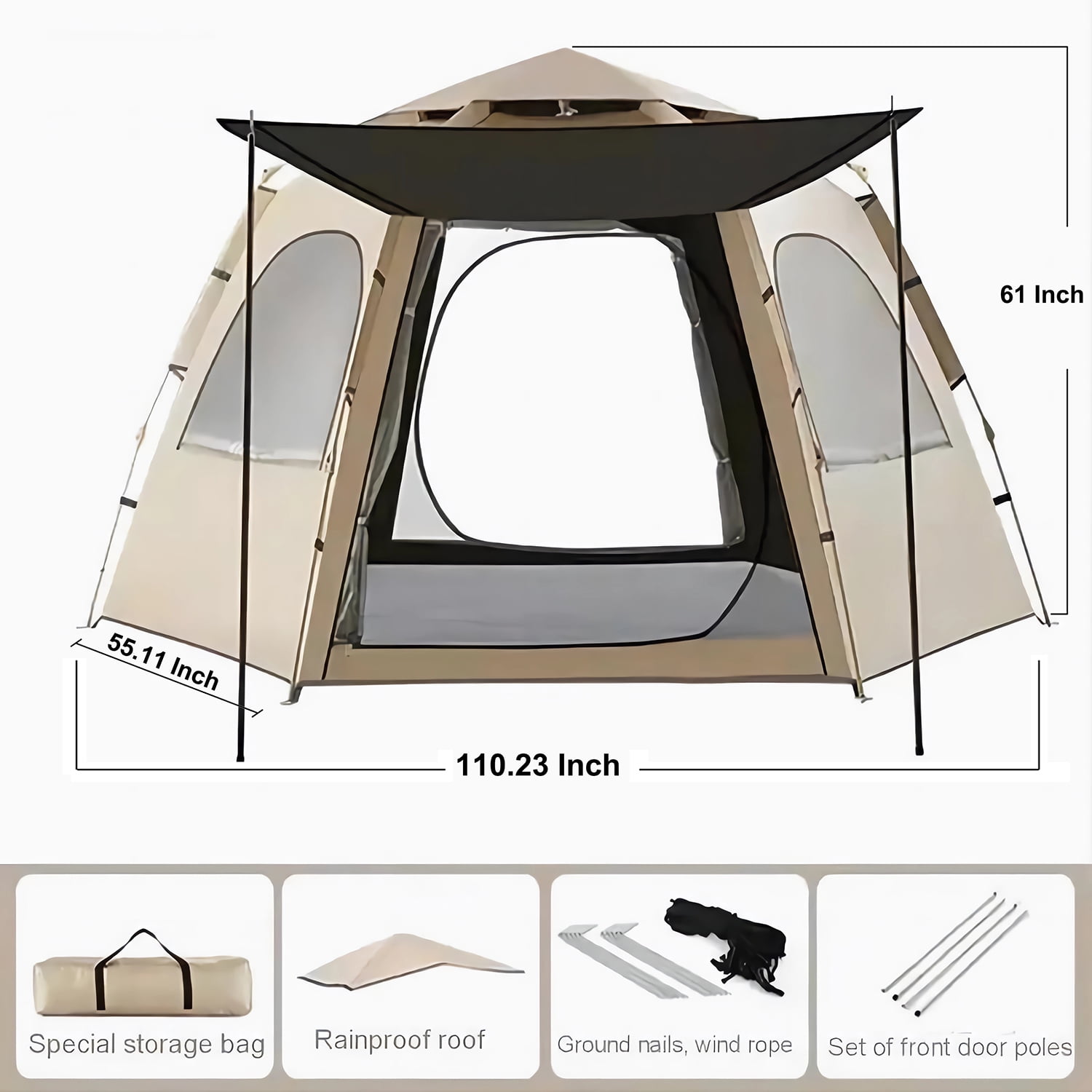 Mapskey 4-6 Person Tents for Camping,Portable Waterproof Large Glamping Tents for Outdoor Family