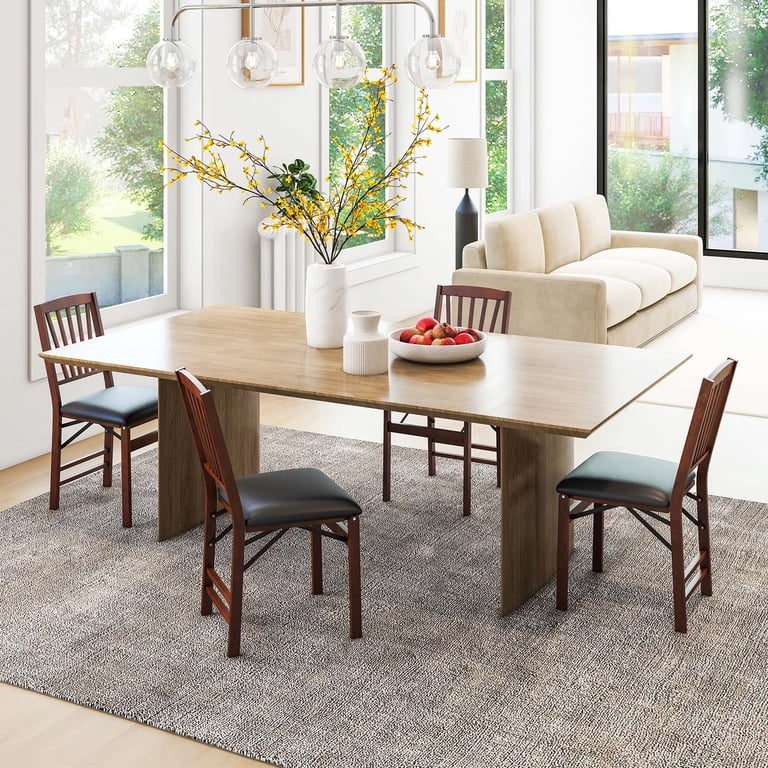 Costway, Folding Dining Chairs, 2 Pack, Black Leather - Walmart.com