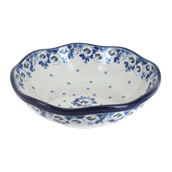 Blue Rose Polish Pottery Georgia Blue Large Scallop Bowl