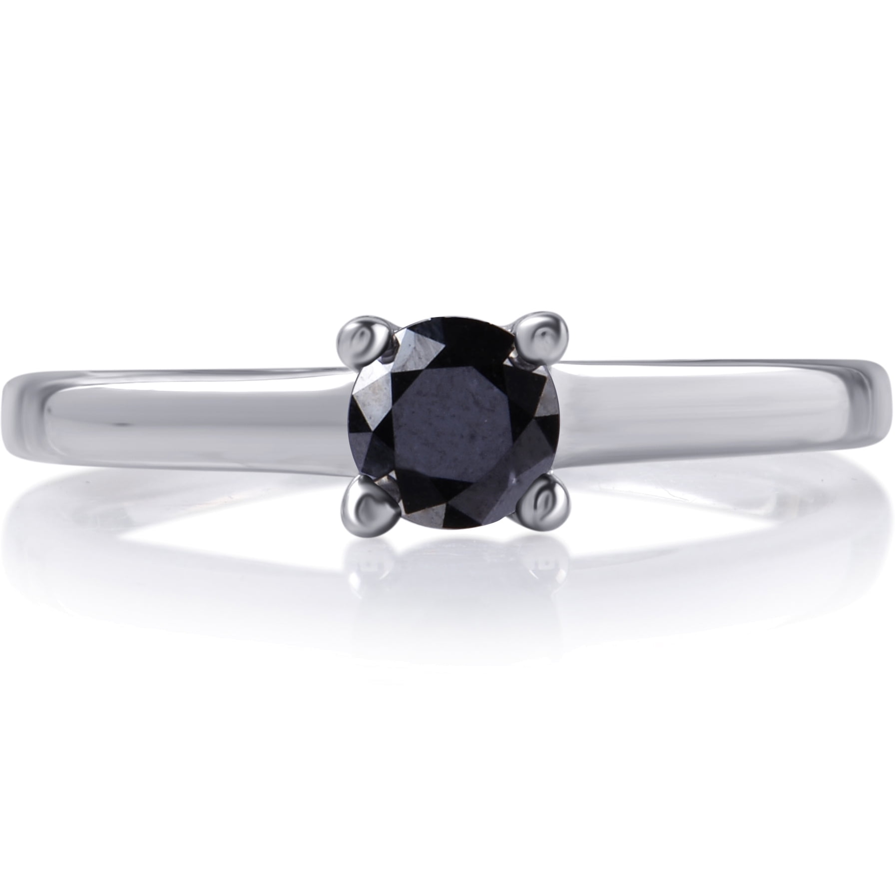 Arista 1/2 ct Black Diamond Solitaire Ring in Sterling Silver