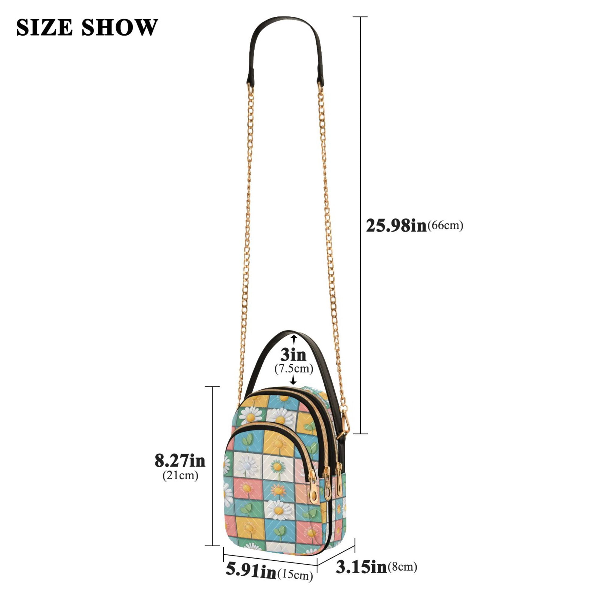 FORMRS Crossbody Bag for Women Quilted Travel Shoulder Cell Phone Purse with Chain Strap Handbag, Daisy Mosaic
