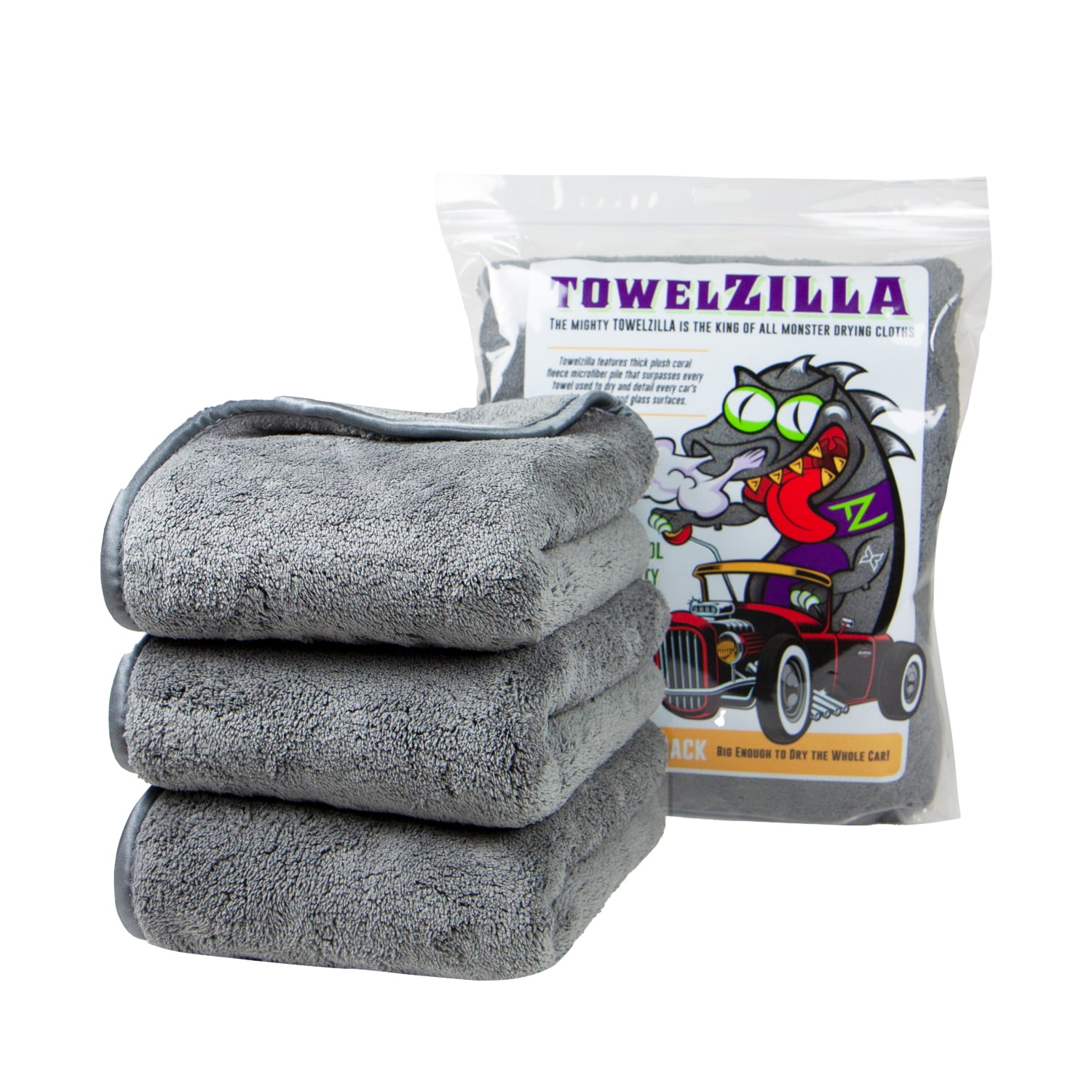 Arkwright Towelzilla Car Cleaning Towels (3-Pack), Ultra-Thick, 18x30 in.,  Heavy 800 GSM, Microfiber, For Detailing and Polishing 