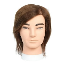 FITYLE Male Mannequin Head Practice Hairdressing Hair Cutting Barber Mannequin Head White Skin Brown