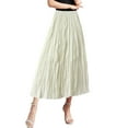 thumbnail image 4 of Riforla Skirts for Women Dance Party A-Line High Waisted Pleated Crinkle Skirt Big Hem for Holiday Carnival Performance Knee Length Skirt Beige_002 One Size, 4 of 6