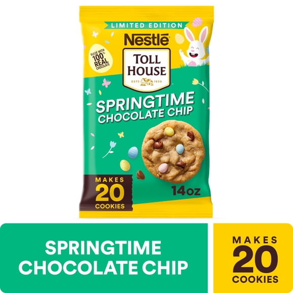 Nestle Toll House Ready to Bake Springtime Chocolate Chip Cookie Dough for Easter Baking, Makes 20 Cookies, 14 oz