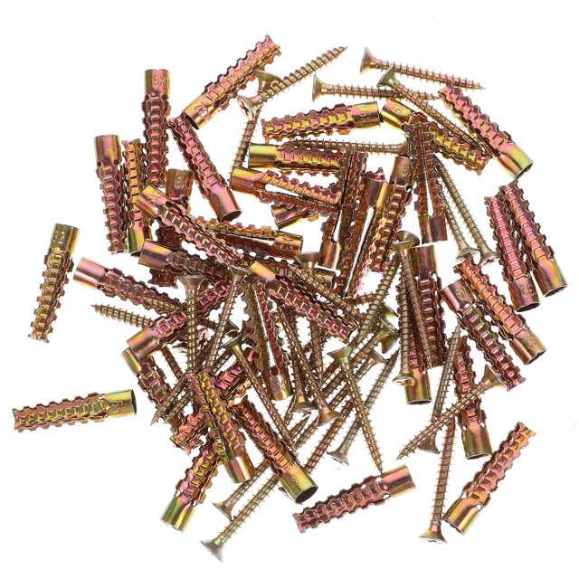 UPOUART Drywall Screw and Anchor Set for Machine Golden Steel Wall Anchors with Spiral Thread 40 Sets