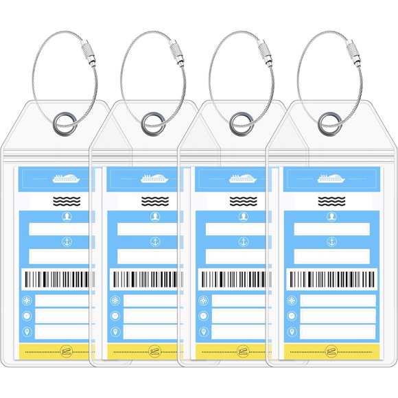 NCL Luggage Tag Holders by [4 Pack] Fits Printed (Not Mailed) Norwegian NCL Cruise Ships & Tags for Cruises in 2024 & 2025