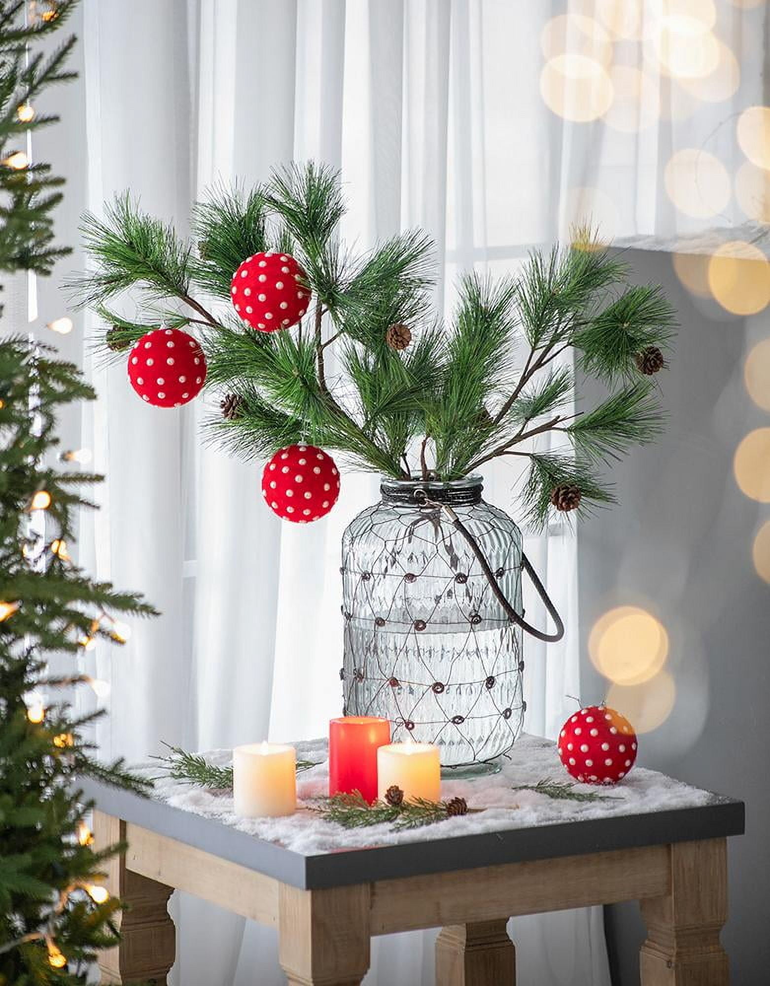 Shimmering Christmas Ball Ornament Set Polyfoam with Beads and Flocking Sparkling Tree Decor Gift Stocking Stuffer