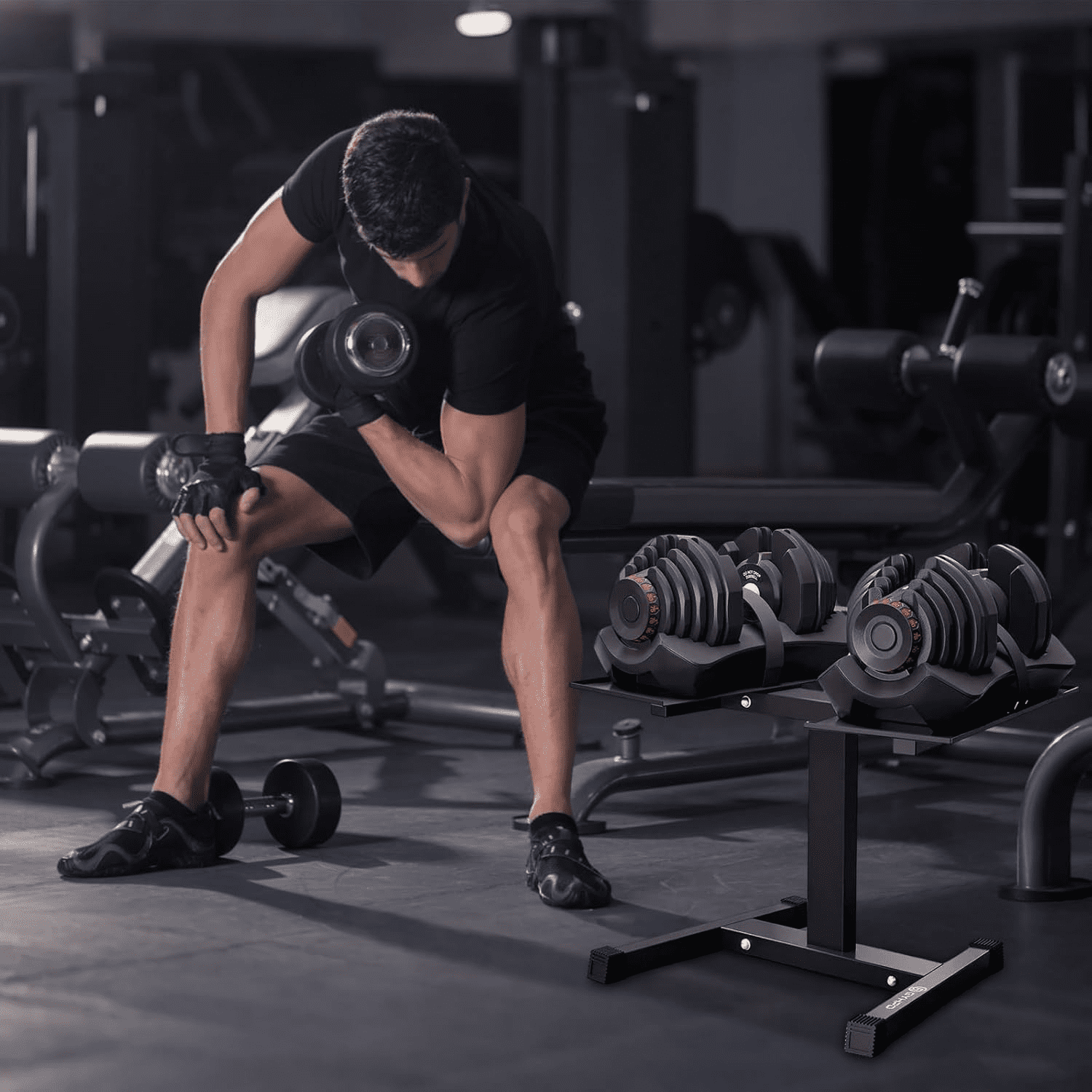 2026 NEW Adjustable Dumbbell Stand, 200 lb Capacity, Dumbbell Rack with Adjustable Belt, Heavy Duty Column Dumbbell Stand, Easy Storage & Safety for Home Gym, Dumbbell Rack Stand Only