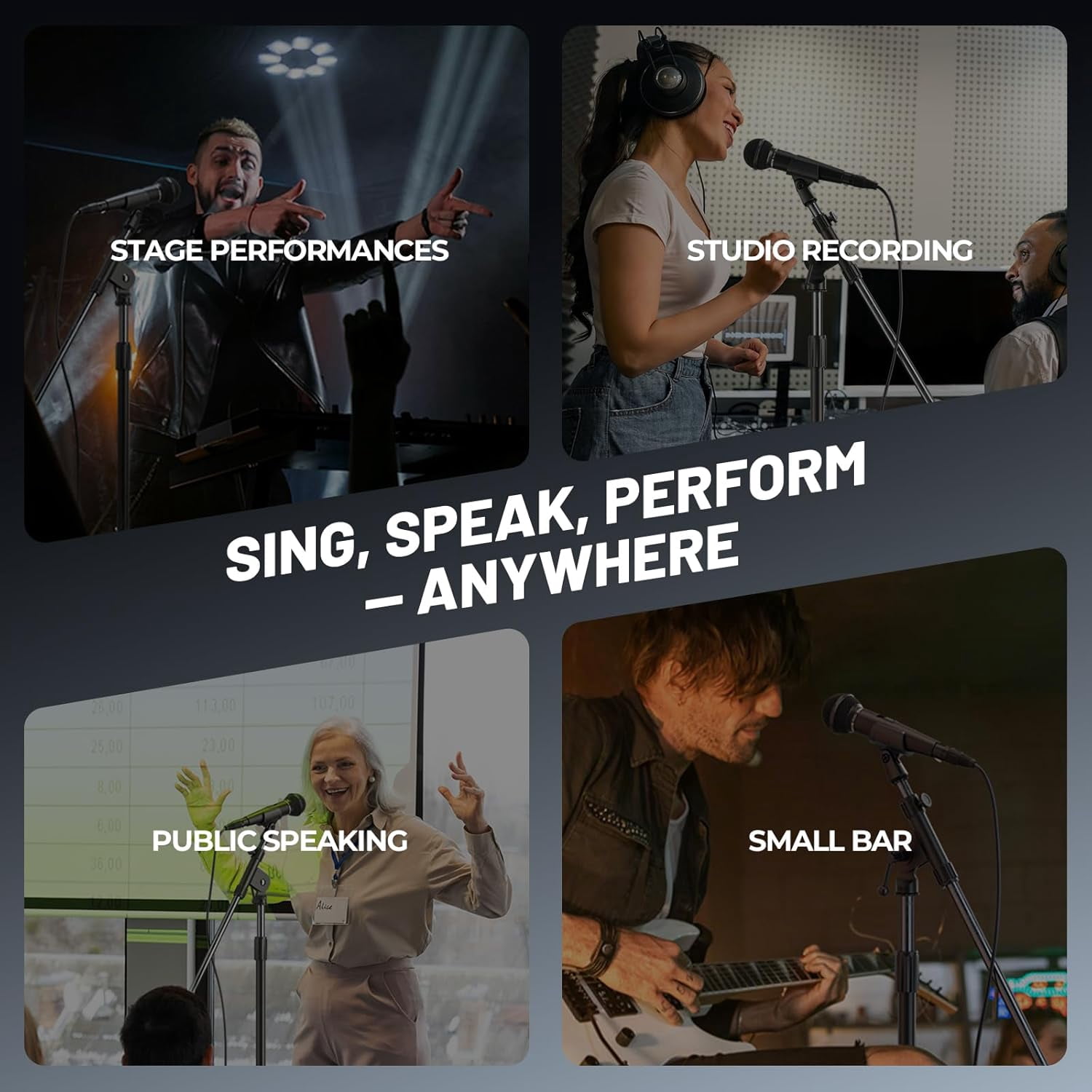 Dynamic Vocal Microphone with XLR , Cardioid Pattern for Karaoke Stage Studio Singing