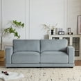 thumbnail image 6 of 81" Modern Square Arm Sofa, Upholstered Couch with Deep Cushions and Wooden Legs for Living Room or Bedroom – Gray, 6 of 7
