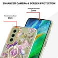 thumbnail image 3 of Compatible for Samsung Galaxy S21 FE Case with Ring Kickstand Holder Clear Floral Pattern Hybrid PC TPU Shockproof Protective Phone Case Cover for Samsung Galaxy S21 FE Women Girls, Flowers, 3 of 5