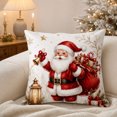 thumbnail image 3 of MYUNNIL Christmas Decorative Throw Pillow Covers, 18 x 18" Farmhouse Soft Santa Printed Washable Fabric Cushion Case with Hidden Zipper for Sofa Bedroom Office Decor, 3 of 5