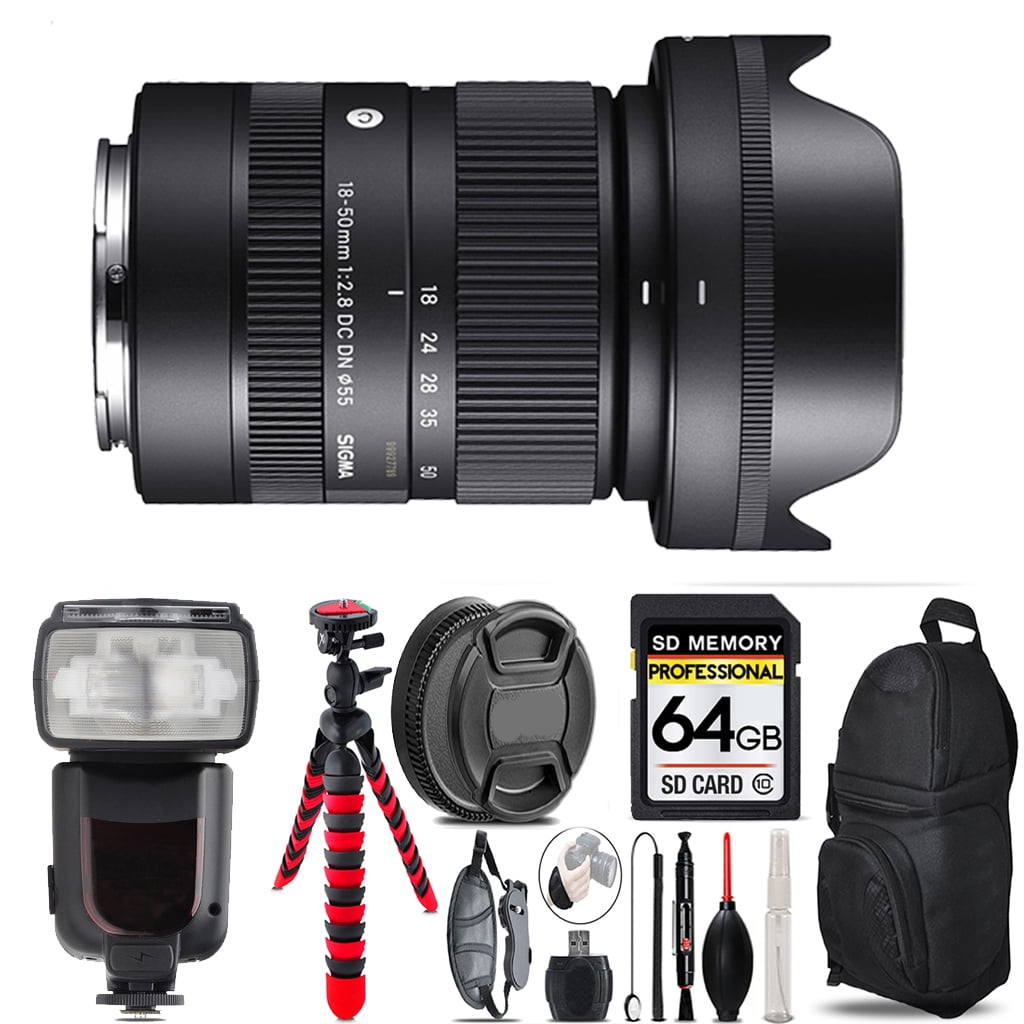 Sigma 16mm f/1.4 DC DN Lens for Sony Camera with 64GB SD Card