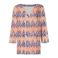 thumbnail image 6 of Jinhomg Fall 3/4 Sleeve Henley Shirt for Women Fashion V-Neck Blouse Loose fit Comfy Pullover Breathable Print Tunic Tops Orange,S, 6 of 6
